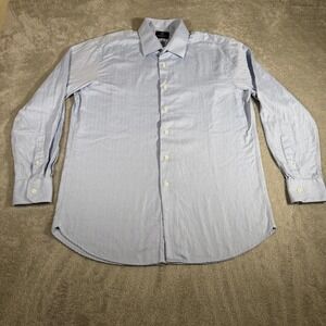 New‎ England Shirt Co Dress Shirt Mens 16.5 Blue Herringbone Long Sleeve Career